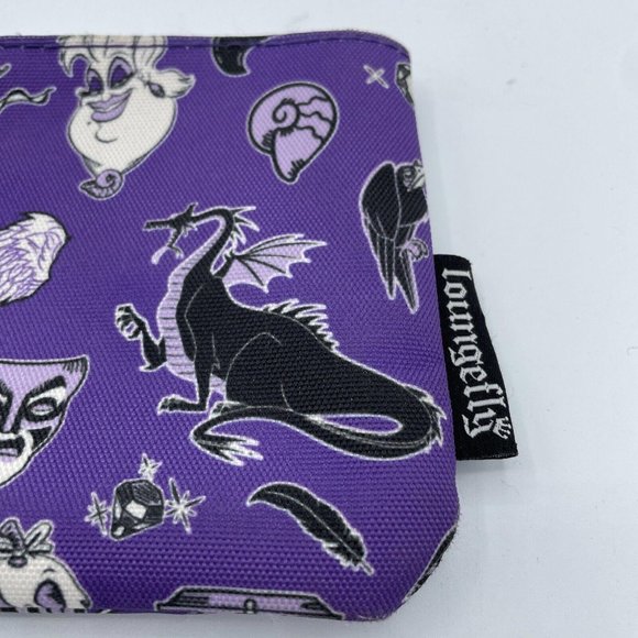 DISNEY LOUNGEFLY cosmetics case / small bag w/ ZIP TOP in PURPLE VILLAINS - VGUC - Picture 10 of 15